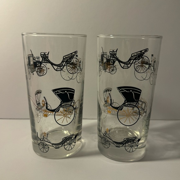 Vintage Libbey Buggy & Carriage Drinking Glasses Tumblers - Picture 7 of 15